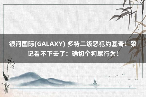 银河国际(GALAXY) 多特二级恶犯约基奇！狼记看不下去了：确切个狗屎行为！