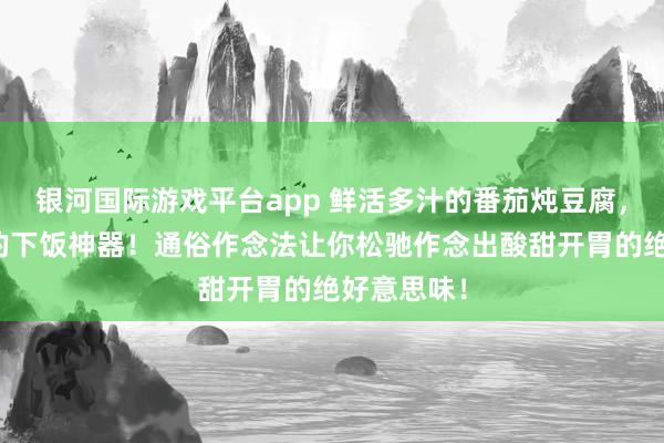 银河国际游戏平台app 鲜活多汁的番茄炖豆腐，家常菜中的下饭神器！通俗作念法让你松驰作念出酸甜开胃的绝好意思味！