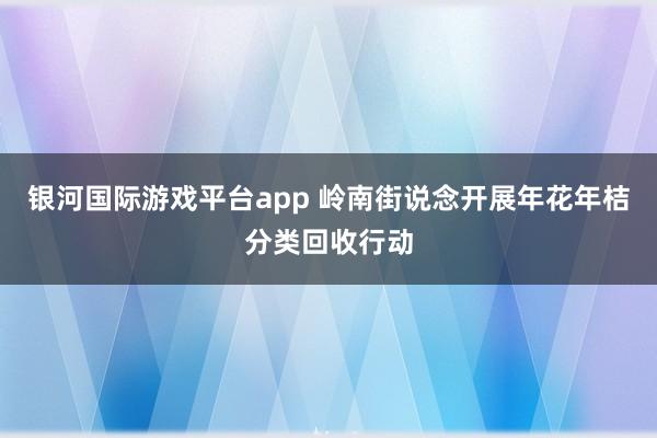 银河国际游戏平台app 岭南街说念开展年花年桔分类回收行动