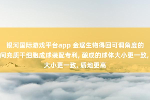 银河国际游戏平台app 金琚生物得回可调角度的旋转罐式间充质干细胞成球装配专利， 酿成的球体大小更一致， 质地更高