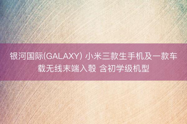 银河国际(GALAXY) 小米三款生手机及一款车载无线末端入彀 含初学级机型