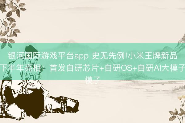 银河国际游戏平台app 史无先例!小米王牌新品下半年亮相：首发自研芯片+自研OS+自研AI大模子