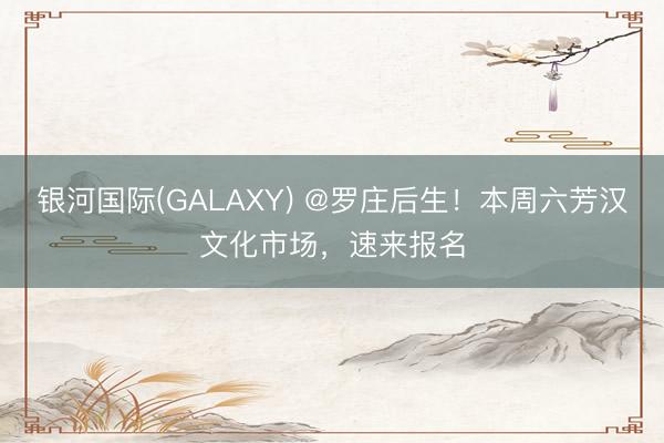 银河国际(GALAXY) @罗庄后生！本周六芳汉文化市场，速来报名