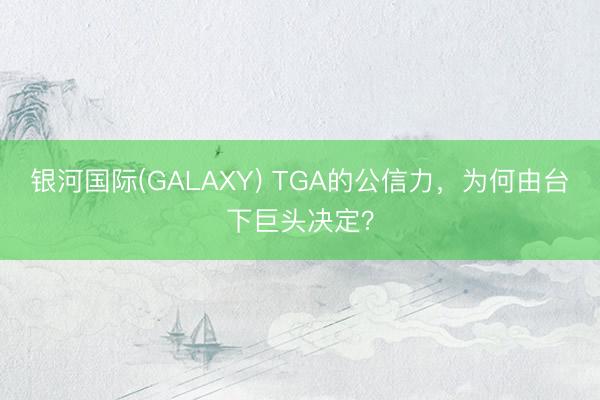 银河国际(GALAXY) TGA的公信力，为何由台下巨头决定？