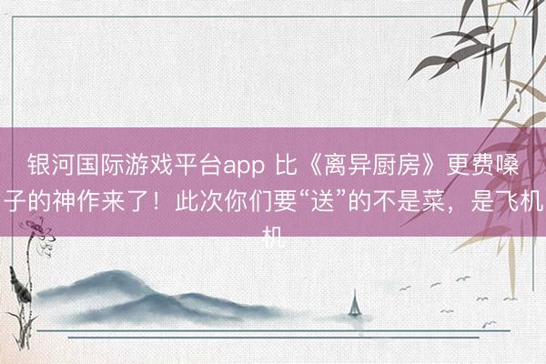 银河国际游戏平台app 比《离异厨房》更费嗓子的神作来了！此次你们要“送”的不是菜，是飞机