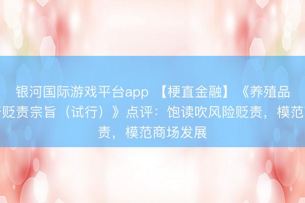 银河国际游戏平台app 【梗直金融】《养殖品交游监督贬责宗旨（试行）》点评：饱读吹风险贬责，模范商场发展