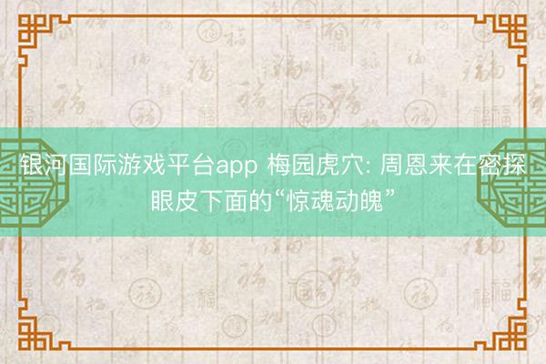 银河国际游戏平台app 梅园虎穴: 周恩来在密探眼皮下面的“惊魂动魄”