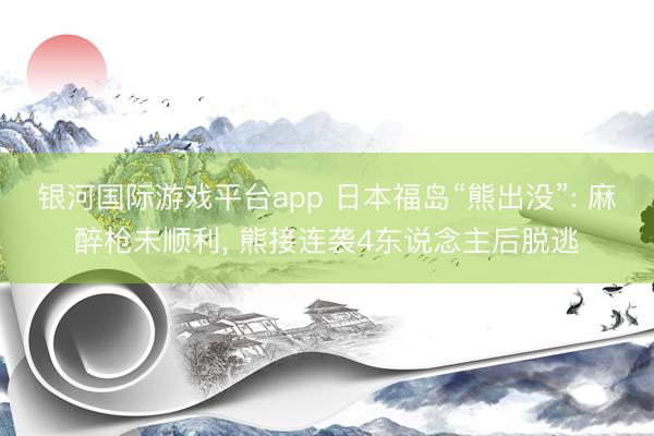 银河国际游戏平台app 日本福岛“熊出没”: 麻醉枪未顺利， 熊接连袭4东说念主后脱逃