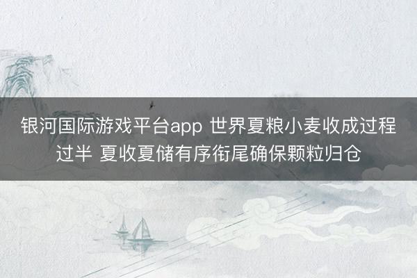 银河国际游戏平台app 世界夏粮小麦收成过程过半 夏收夏储有序衔尾确保颗粒归仓