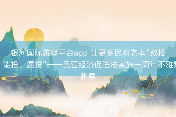 银河国际游戏平台app 让更多民间老本“敢投、能投、愿投”——民营经济促进法实施一周年不雅察