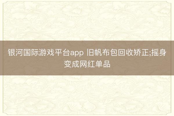 银河国际游戏平台app 旧帆布包回收矫正;摇身变成网红单品
