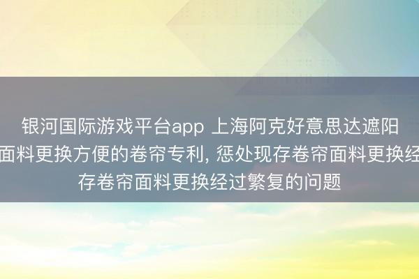银河国际游戏平台app 上海阿克好意思达遮阳科技苦求窗帘面料更换方便的卷帘专利， 惩处现存卷帘面料更换经过繁复的问题