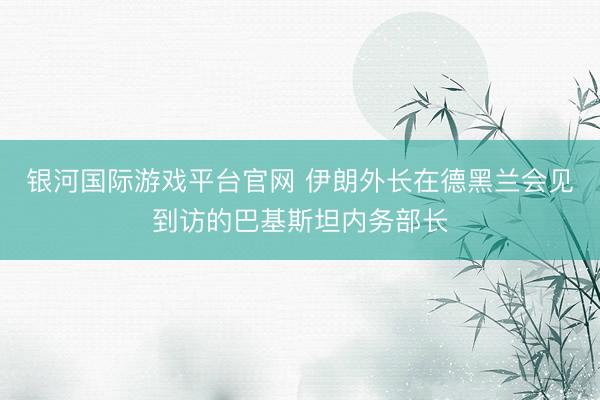银河国际游戏平台官网 伊朗外长在德黑兰会见到访的巴基斯坦内务部长